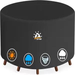 제툼 원형 파티오 테이블 커버 62인치 - 600D 야외 가구 방수 및 헤비 듀티 식탁 의자용 잔디 세트 62 x