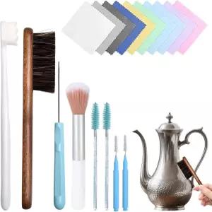 18팩 주얼리 클리닝 브러시 세트 모든 다이아몬드 링 귀걸이를 위한 폴리싱 천 바늘 브러시가 포함된 전문