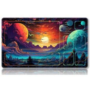 MTG용 켈 플레이매트 구역이 있는 24인치 x 14인치 카드용 TCG 및 보드 게임 매트 보관 가방 컬러풀 28