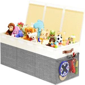 뚜껑이 있는 다야코코 초대형 장난감 상자 여아용 접이식 튼튼한 보관 정리함 바구니 40인치 X14인치 X16