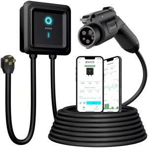 EVIKO 레벨 2 EV 충전기 48암페어 u2013 월 2, NEMA 14-50 플러그, J1772 25' 케이블, 향상된 Wi-Fi UL, 에너지 스타 및 ETL 인증 EVSE, 스마트 자동차 충전소 - 240V(11.5kW)