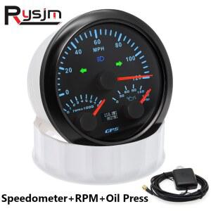 3 IN 1 85mm 게이지 120kmh 200km/H 120MPH GPS 속도계 연료 레벨 미터 전압계 타코미터 수온 오일 프레스 자동차