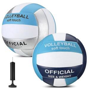 렌웬 2팩 비치 배구 공식 사이즈 5 실내 야외용 방수 소프트 성인 초보 게임 용 펌프