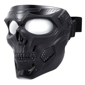 카나유 1pcs 에어소프트 마스크 해골 풀페이스 전기도금 렌즈 군용 할로윈 페인트볼 모터사이클 레이싱 슈팅 코스프레 서바이벌 게임용 (안티 포그 제외)