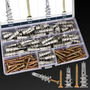 1/2박스 (100개/박스) M4 셀프 드릴링 석고보드용 도웰 나사 포함 아연 합금 벽 앵커