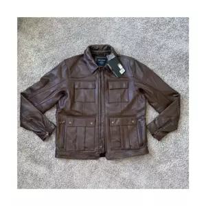 할리데이비슨 남성 Buffalohide 미드웨이트 가죽 자켓 라지 Portage 브라운