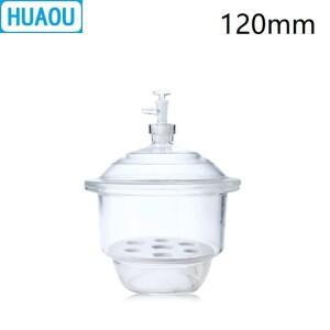 HUAOU 120mm 진공일반 건조기 투명갈색 유리 접지 포함 - 스톱콕 도자기 플레이트 실험실 장비