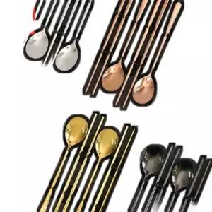 고품질 티타늄 선물세트 2인 수저 골드 선물세트(2인)-블랙 선물세트 (WFK9W44)