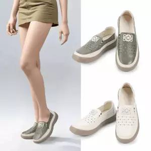 여성 인조가죽 펀칭 로퍼 슬립온 3cm굽 편안한 컴포트 슈즈