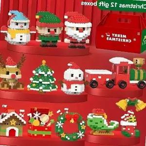 크리스마스 나노블럭 미니피규어 산타 엘프 눈사람 루돌프 트리 기차 종 리스 집 조립 블록 장난감 어린이