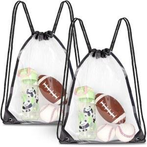 RunaFun 2팩 클리어 드로스트링 백팩, 경기장 이벤트용 콘서트 시스루 백 야구 페스티벌 비치 메이크업