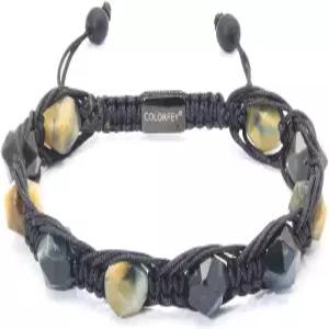 남성 COLORFEY 보호 크리스탈 구슬 팔찌 핸드메이드 타이거 옵시디언 보석 로프 독특한 면 세트 아버지