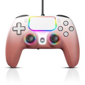 [포르르] 플레이스테이션 5 유선 게임 컨트롤러용 nbcp, ps5, ps4, pc 및 스팀 게임패드, 듀얼 진동 홀 효과 트리거, 6축 자이로스코프, 터보 기능 3.5mm 헤드폰 잭 지원