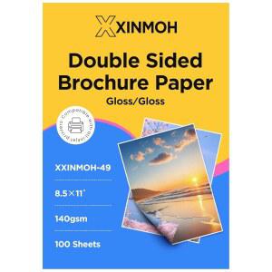 XXINMOH 100매 잉크젯 광택 브로셔 및 전단지 8.5x11 인치 37lbs 140gsm, 사진 인쇄 용지, 카드 스톡, 전문가용 품질 양면 즉석 건조 방수