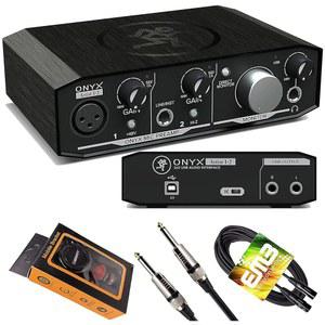 맥키 오닉스 아티스트 1-2 USB 오디오 인터페이스 2-in /2-out, 24비트 /192kHz, 1개의 마이크 프리앰프, 제로 레이턴시 직접 모니터링 - Mac /PC, 그래비티 폰 홀더 및 EMB 1/4인치 XLR 케이블 번들 포함