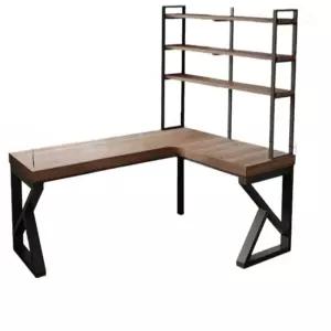 ㄱ책상 기역자 데스크 단일 학생 게이밍 월넛 선반 공부