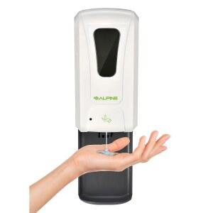 알파인 자동 손 소독제 디스펜서 - 레스토랑, 병원, 학교, 호텔, 주방 및 욕실용 드립 트레이가 있는 무터치 비누 1200mL 액체, 젤 화이트
