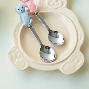 [콩심팥심]디저트 스푼으로 좋은 베이비베어 스푼 포크 2color