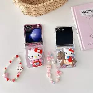 빈티지 키티 2종 갤럭시 Z플립7 스트랩 거치대 케이스