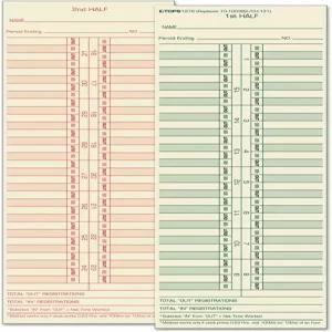 TOPs 타임 카드 반월간 양면 3-1/2인치 x 10-1/2인치 마닐라 녹색/빨간 인쇄 500개 (1276개)