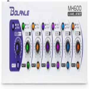 미니 오디오 믹서 서브 믹싱용 스테레오 라인 초저소음 6채널 마이크 독립 제어 1/4인치 및 1/8인치 TRS