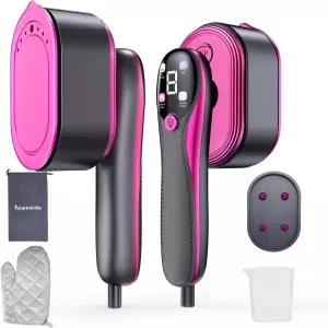 유코이슬 의류용 여행용 스티머 2-in-1 접이식 휴대용 및 다리미 LED 디스플레이 10초 고속 가열 4가지