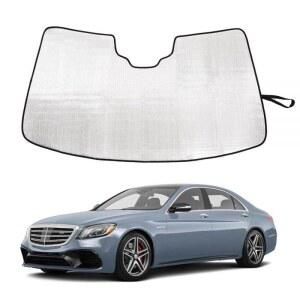 Q reui S 클래스 자외선 햇빛 차량을 접이식 가리개 창문 앞 2014 용 반사 프로텍터 윈드실드 프라이버시 선바이저 히트 로 차단 W222