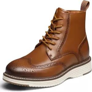 한타탑 남성 드레스 부츠 순정 가죽 브로그 윙팁 캐주얼 옥스포드 측면 지퍼 편안한 포멀 레이스 업 추카