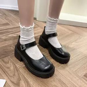 [하프클럽/]스트랩 웨지힐 통굽힐 웨지 펌프스 여성로퍼 캐주얼구두