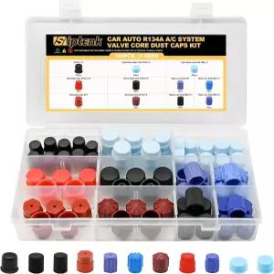 호환 Siptenk 100PCS R12 R134a AC 캡 11사이즈 자동차 저압 포트 에어컨 밀폐 충전 밸브 코어 먼지 모듬