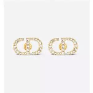 [DIOR]쁘띠 CD 스터드 귀걸이 골드 화이트 크리스탈 126805314
