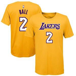 론조 볼 로스앤젤레스 레이커스 옐로우 유스 8-20 경기력 이름 및 등번호 선수 티셔츠