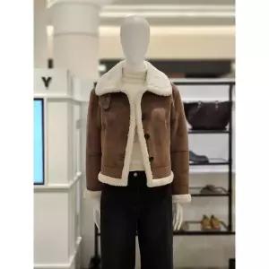 [시슬리](하남점)여성 버클 하이넥 스웨이드 무스탕 브라운 SALE80561-BR