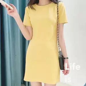 파스텔 컬러 미니 원피스 반팔 허리 라인 꾸안꾸 WAE659B