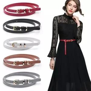 [하프클럽/]여성 원피스 정장 얇은 버클 가죽 슬림 원피스 벨트