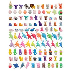 [미국배송] 시계왕 용 3D 동물 지우개 110PCS 모두 스타일 랜덤 데스크톱 애완동물 장난감 선물 미니 퍼즐 교실 보상 파티에서 학용품을 선물합니다