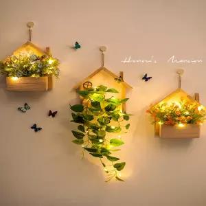 감성 인테리어 액자 빈티지 화분 디자인 꽃병 포인터 벽걸이 벽 장식 인조 꽃 미니 소형 녹색 식물은 식당