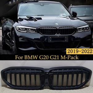 BMW 3 G20 G21 318i 320i M340i 2019- M 팩 글로스 블랙 프론트 범퍼 신장 그릴 용 단일 슬랫 레이싱