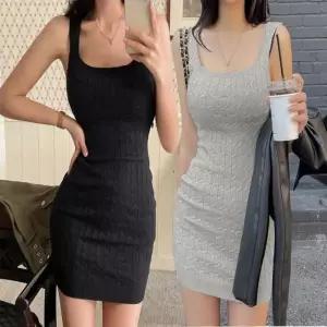 꽈배기 슬림핏 민소매 여름원피스 니트 골지원피스 골지 나시 미니