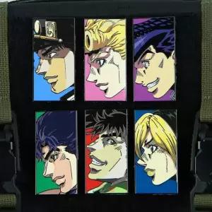  죠죠의 기묘한 모험 굿즈 죠죠일가 밸크로 메탈 금속 배지 6종 세트 밀리터리 패치 브로치