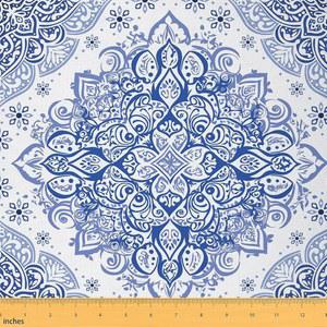 보헤미안 만다라 로터스 패브릭 수채화 이국적인 보호 플로럴 DIY 재봉 공예 취미 바이 더 야드 빈티지 불규칙 기하학적 장식 패브릭,