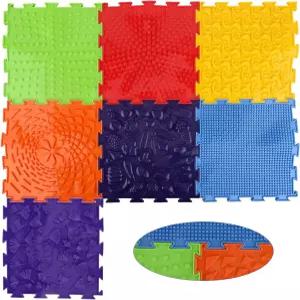 사비타 7pcs 감각 바닥 매트 재미있는 무지개 세트 모듬 패턴 놀이 정형외과 퍼즐 (무지개 색상)