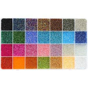 Ybxjges 24000Pcs 2mm 유리 구슬 키트, 소녀, 여성 및 성인용 28가지 색상의 작은 팔찌, 목걸이, 귀걸이, 보석 제작 용품