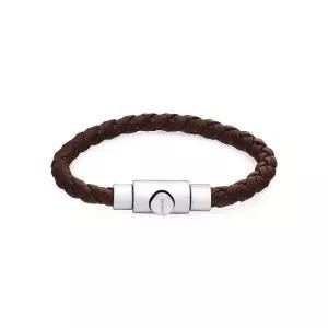 페라가모 77 3540 0703873 (773540 703873) 브레이드 스몰 브라운 가죽 팔찌