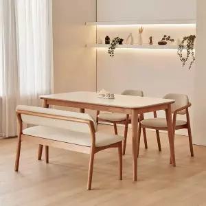 [신세계라이브쇼핑]동서가구 로라 4인용 원목 세라믹 식탁 세트 1400 (의자2+2인 벤치1) DF927587