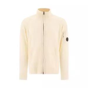 C.P. Company Lambswool GRS Zipped Cardigan Gauze White - C.P. 컴퍼니 램스울 GRS 지퍼 가디