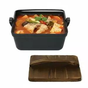 무쇠 전골냄비 샤브샤브 나무 뚜껑 포함 사각형 주물냄비 (WFKBIAK)