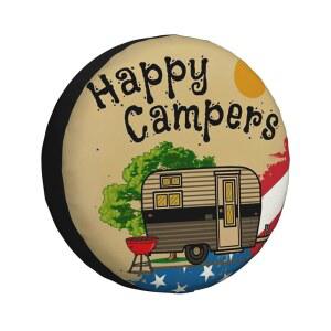 예비 타이어 커버 해피 캠퍼 휠 방수 자외선 차단 트레일러 RV SUV 트럭 여행용 14인치