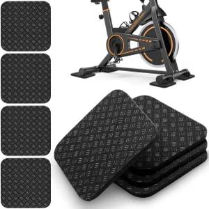 TOBWOLF 4PCS 양면 미끄럼 방지 운동용 자전거 매트 4인치 x 프리미엄 실리콘 방진 러닝머신 보행 패드