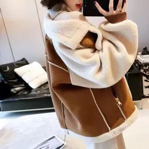 솔저스여성자켓 코트 추동 숏 루즈핏 퍼 일체형 스웨이드 라이더 패션 OPH4